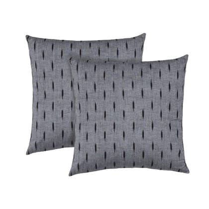 Ikat Cushion Cover 16x16 - Set of 2-16 Inches x 16 Inches / 40cms x 40cms / Grey / Handloom Cotton Ikat