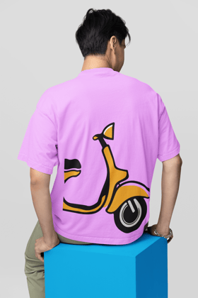 RASB's Vespa Scooty -  Round Neck Drop Shoulder  Oversized  T-shirt-lavender / S