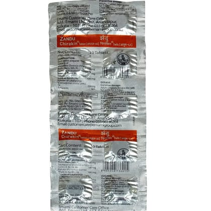 Zandu Chirakin Tablets | Ayurvedic Anti-Malarial & Anti-Viral Tablets (Pack of 10 Tablets x 6 Strips)