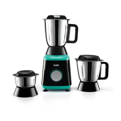 Mixer Grinder 750W 100% Copper Motor, 3 Stainless Steel Liquidiser, Grinder, Chutney Jars - Black & Green (4030)