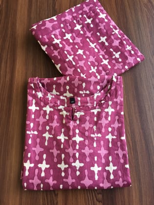 Positive Plus - Wine / Purple - Cord Set - Pure Cotton-40 - L