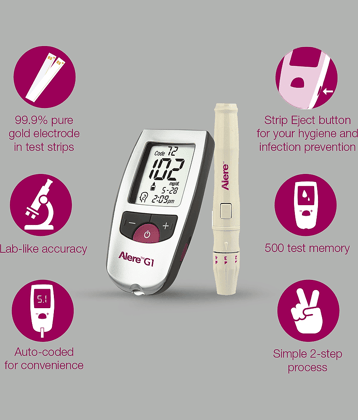 Alere G1 Blood Glucose Monitor with 25 Sugar Test Strips pack