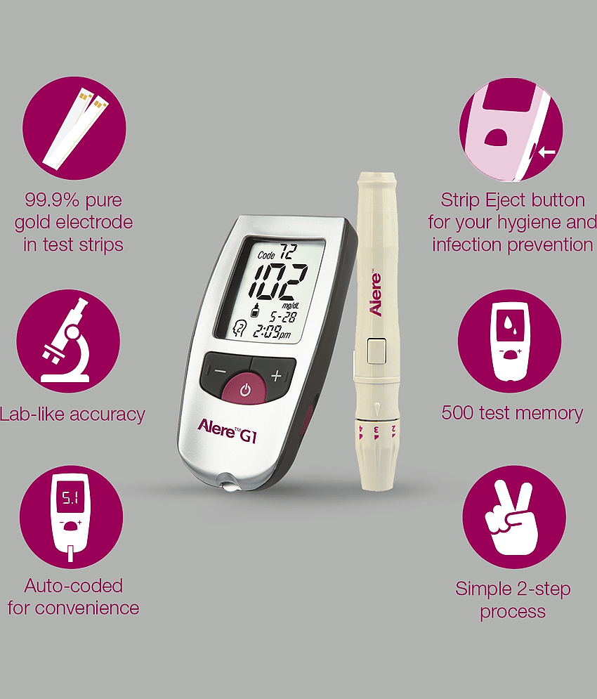 Alere G1 Blood Glucose Monitor with 25 Sugar Test Strips pack