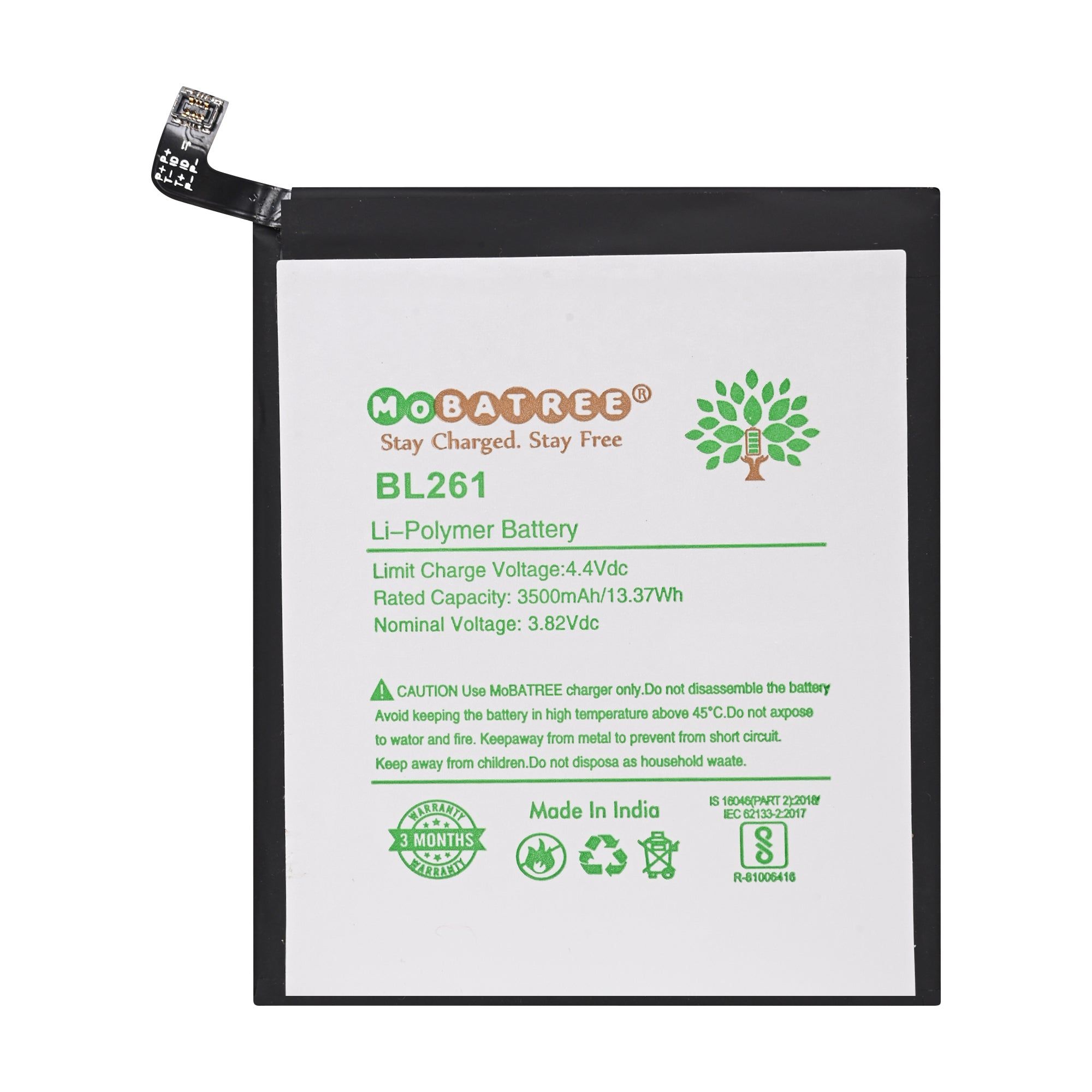 Mobatree Original Mobile Battery for Lenovo K5 NOTE - BL261, 3500mAh (6 months Guarantee)