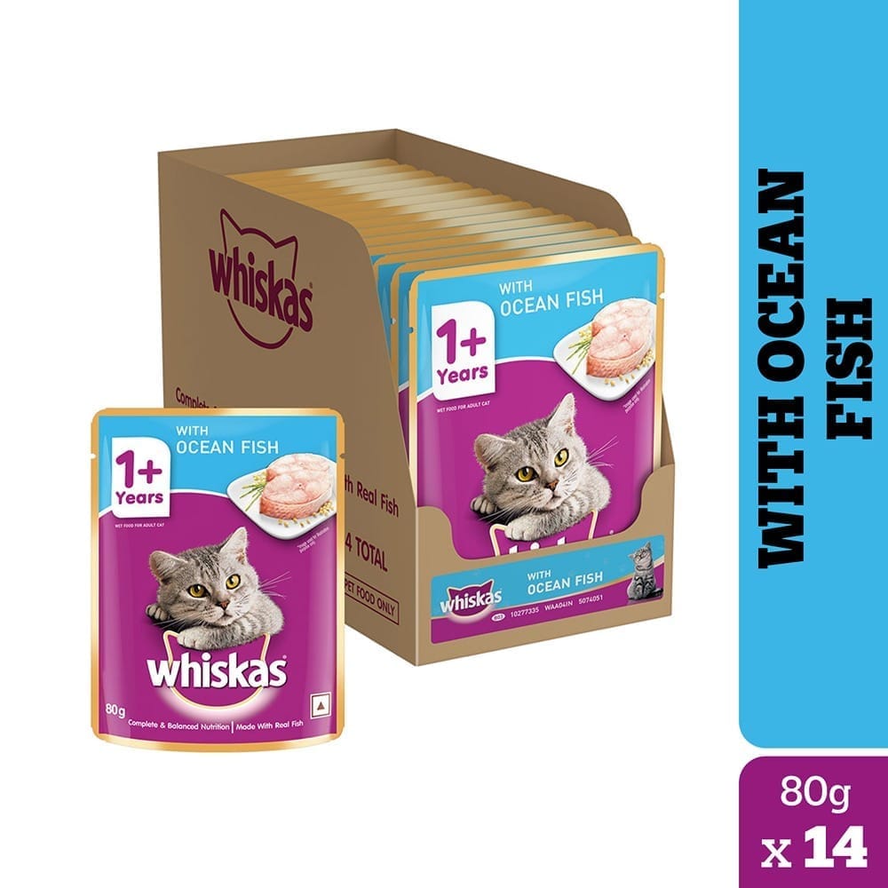 Whiskas Ocean Fish Adult (1+ Years) Wet Cat Food (85gx14)