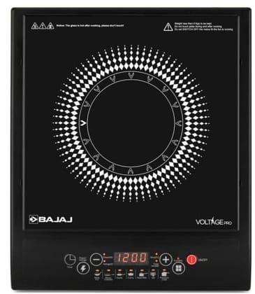 Bajaj 120TS 1200 Watts Tempered Glass Induction Cooktop With Tact Switch | Stove Comes With 7 Pre-Set Menus | Digital Led Display | 1 Year Warranty | Black & White black,white / 32.8x27.8x58 cm