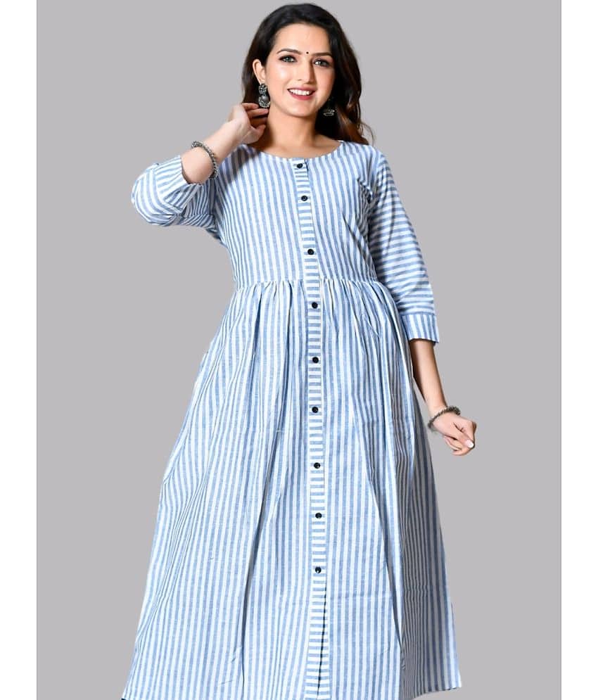 QuaClo - Blue 100% Cotton Women's Front Slit Kurti ( Pack of 1 )