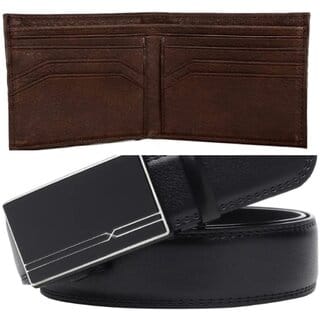 Faux Leather Belt Wallet Combo For Men