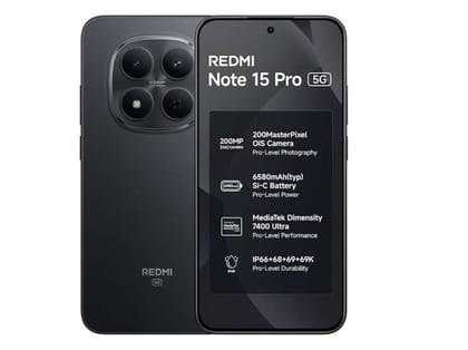 Redmi Note 15 Pro 5G Smartphone, 8GB RAM, 256GB Storage - Carbon Black