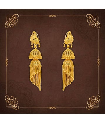LUV FASHION Golden Jhumki Earrings ( Pack of 1 )