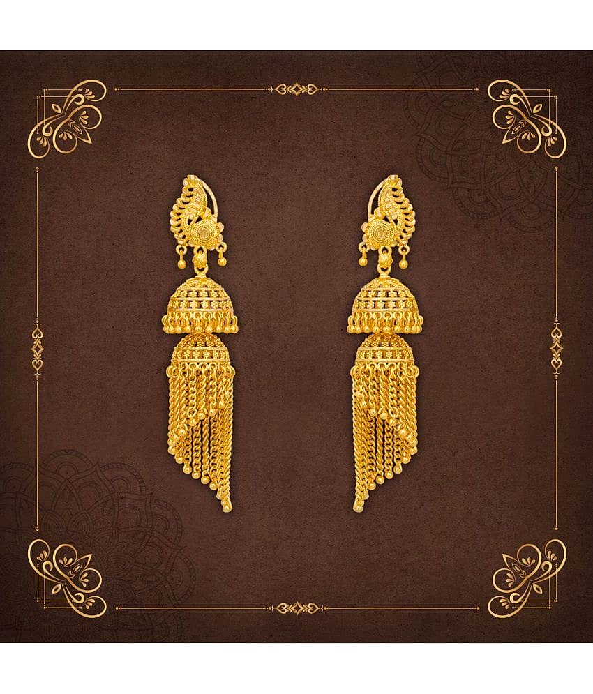 LUV FASHION Golden Jhumki Earrings ( Pack of 1 )
