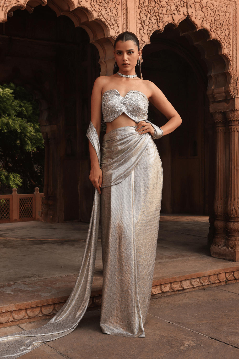 Silver moon drape saree-XS