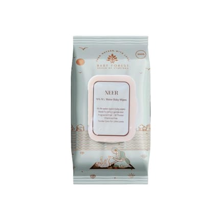 Baby Forest Neer 99.9% Water Baby Wipes | Ideal for 0 Plus Months | No Added Fragrance | Protects Baby's Skin | Dermatologically Tested | Plant-Based Formulations |72 wipes | 3x Thicker & Softer