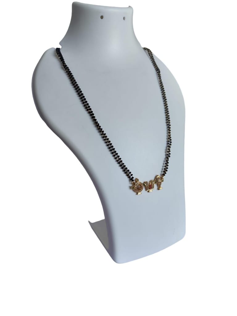 Black Beads Mangalsutra with Gold Plated Pendant for Women