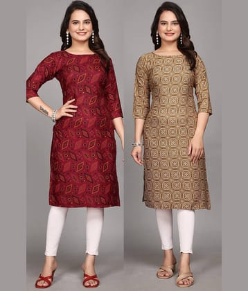 KALAVRITTA Pack of 2 Crepe Printed Straight Women's Kurti - ( Multicoloured )