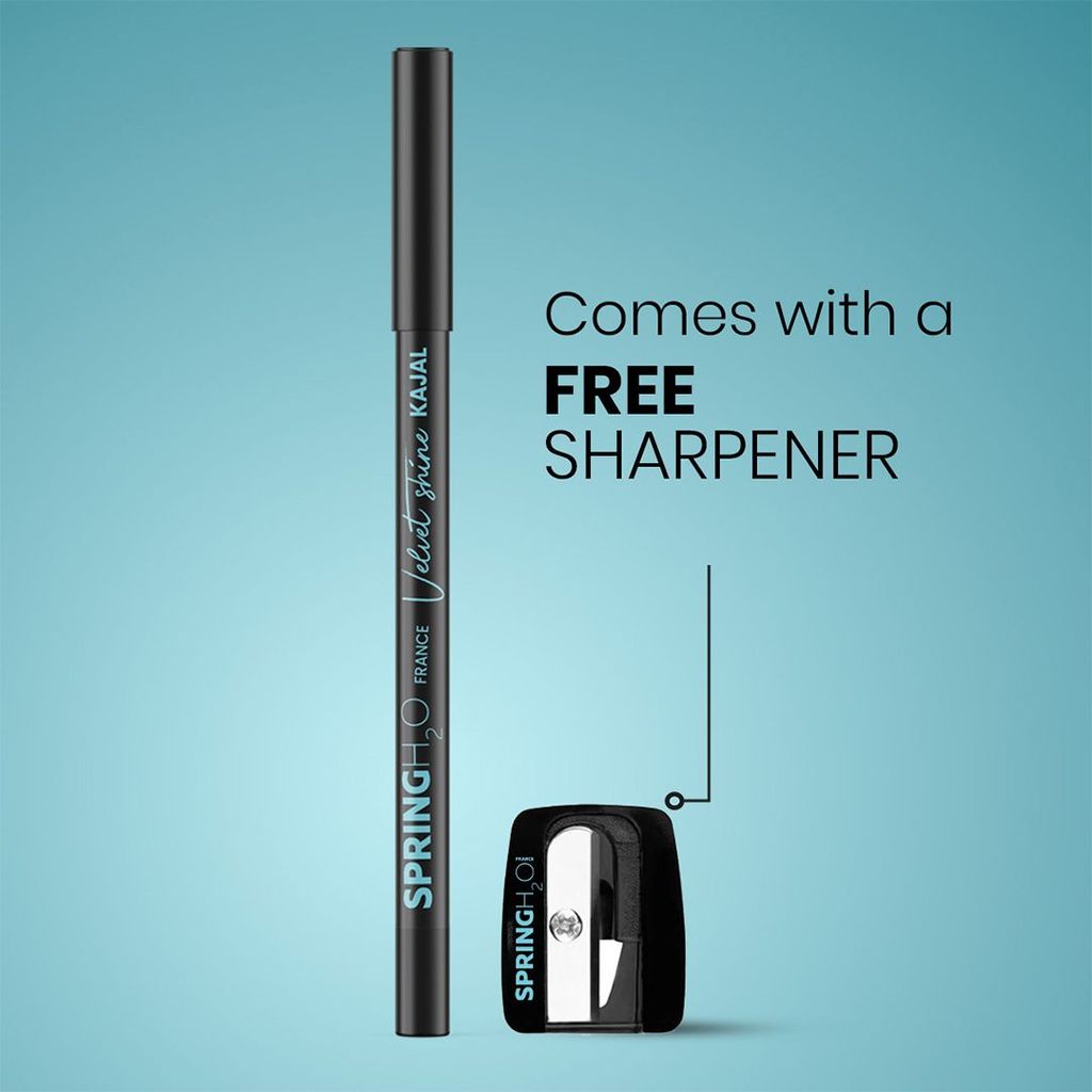 Spring H2O Velvet Shine Kajal Intense Black | With Avacado Oil and Vitamin E | Longlasting Waterproof and Sumdgeproof - 1.5gm