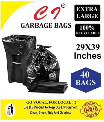 C-I X-Large 40 pcs. -29X39 Black Disposable Garbage Trash Waste Dustbin Bags for 73cm x 99cm- (29X39) | Pack of 4 X 10 pcs= total 40 pc