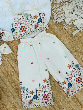 Admirable Embroidery Work on Khadi Cotton Fabric Kids Cord-Set-Beige / 0-6 Month