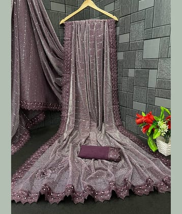Gullak Lycra Printed Regular Saree With Unstitched Blouse Piece ( Purple )
