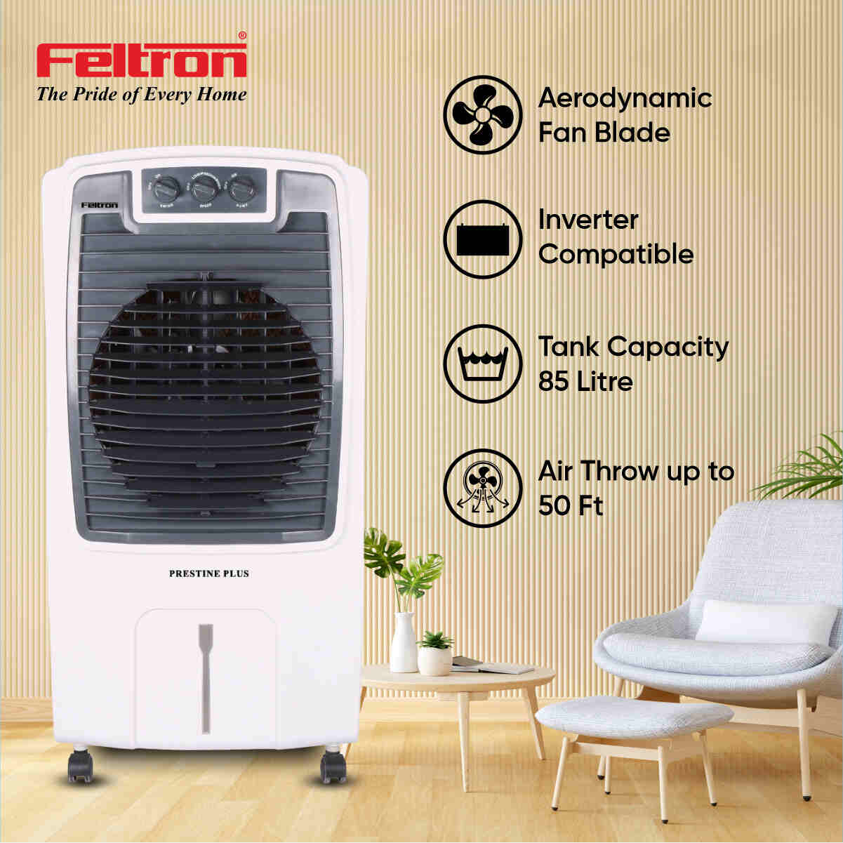 Feltron 85 Ltr Desert Air Cooler (Prestine Plus)