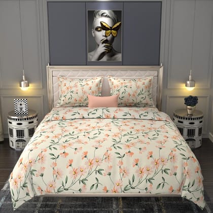 100% Cotton Bed Sheet | for King Size Bed | 1 King Size Bedsheet Cotton (108 X 108 Inches) | with 2 Pillow Covers | 186 Tc Bedsheet for Double Bed King Size | Floral - Multicolor