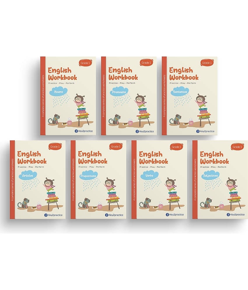 Key2Practice English Grammar Activity Workbook For Class 1 (Set of 7) : 190 Activity Based Worksheets, Combo of (Nouns, Pronouns, Sentences, Articles,