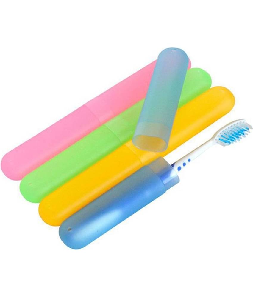 gpsales 4 pc Plastic Toothbrush Holder Tooth Brush Cover, case. lid, Travel, kit Toothbrush Holder