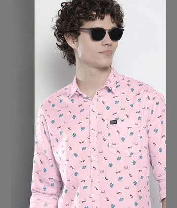 The Indian Garage Co Men Pink & Blue Printed Pure Cotton Casual Shirt - None