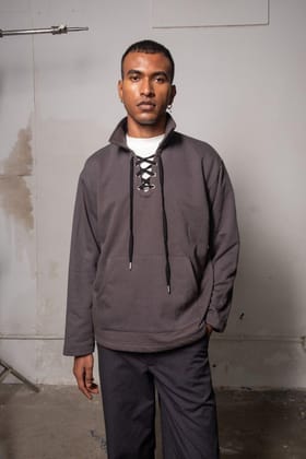 Fleece Grey Pullover-XS