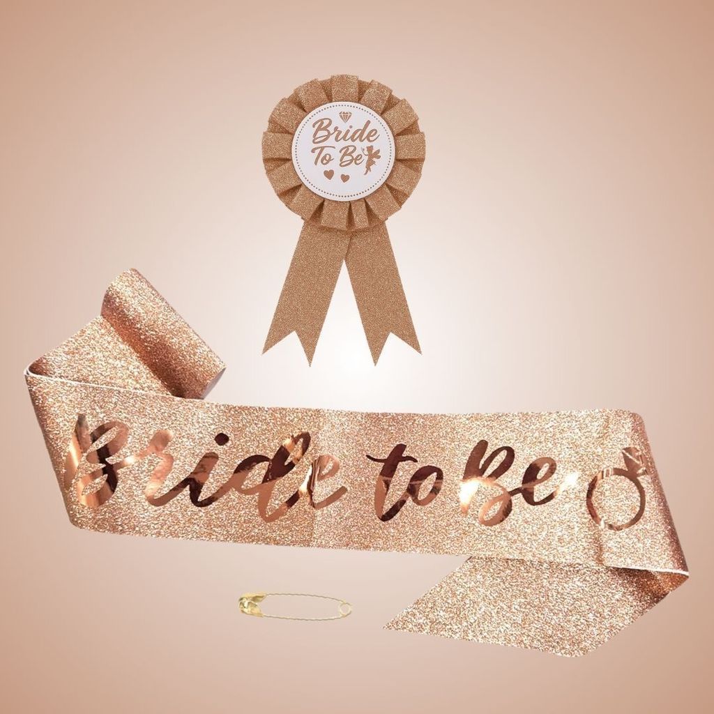 Bride to Be Sash and Rose Gold Badge Pin Kit - Set of 2 - Party and Festive Needs | Buy online on ZillyBuy