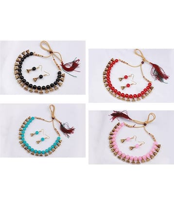 JFL - Jewellery For Less Multi Color Copper Necklace Set ( Pack of 4 )