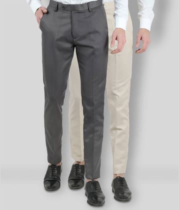 VEI SASTRE - Multicolored Polycotton Slim - Fit Men's Formal Pants ( Pack of 2 )