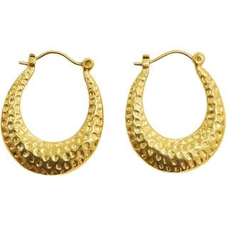 kimti 18k Gold Plated Hammered Hoop Earring