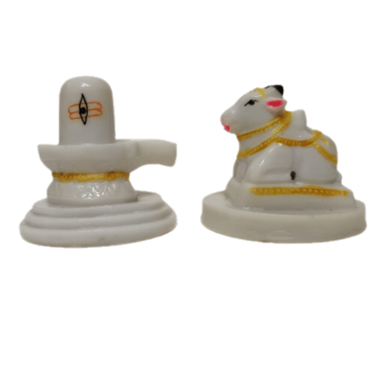 Handcrafted Marble Shivling with Nandi Idol | 3 Inches