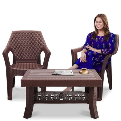 MAHARAJA Plastic Chair & Table Combo | Elegant Design for Indoor & Outdoor Use | Lightweight & Durable