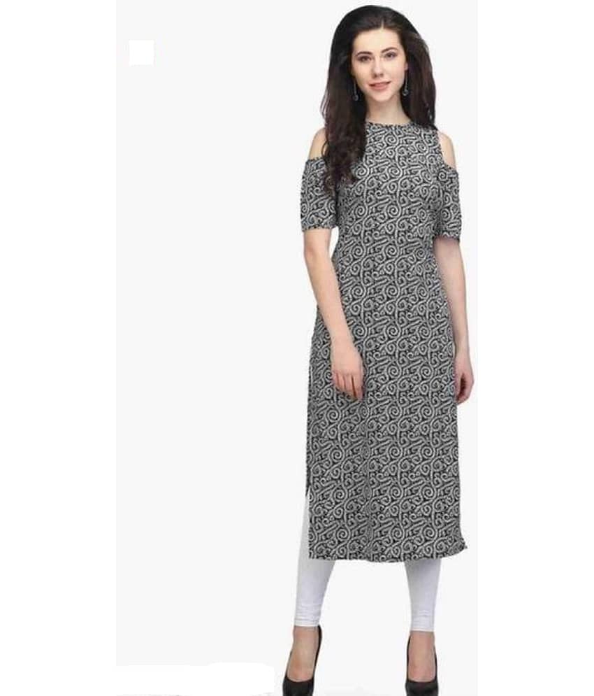 AK FASHION MALL Pack of 1 Crepe Printed Straight Women's Kurti - ( Multicolor )