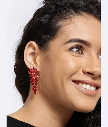YOUBELLA Red Danglers Earrings ( Pack of 1 )