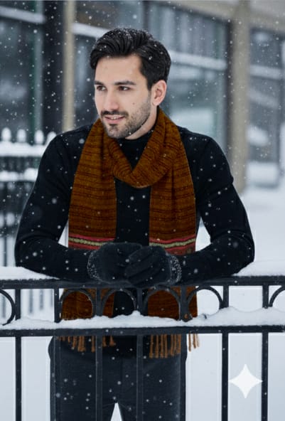 Fashion Point Rust Wool Muffler for Men