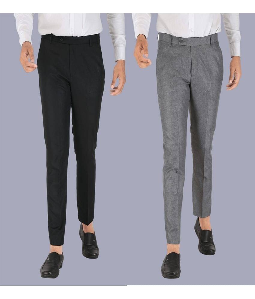 CLARE&CLARA Multicolor Slim Formal Trouser ( Pack of 2 )