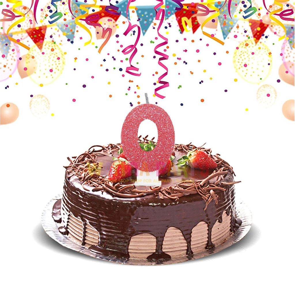 Number 0 Candle Red Glitter - 1PC - Party and Festive Needs | Buy online on ZillyBuy