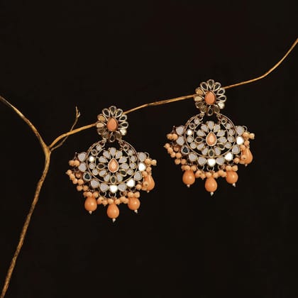 Gold-Plated Mirror Circular Chandbalis Earrings