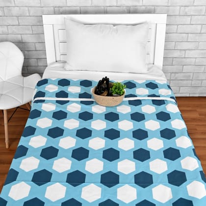 Geometric Navy Blue And White Microfiber Comfortable Single Bed AC Dohar-Single / Navy Blue and White / Geometric