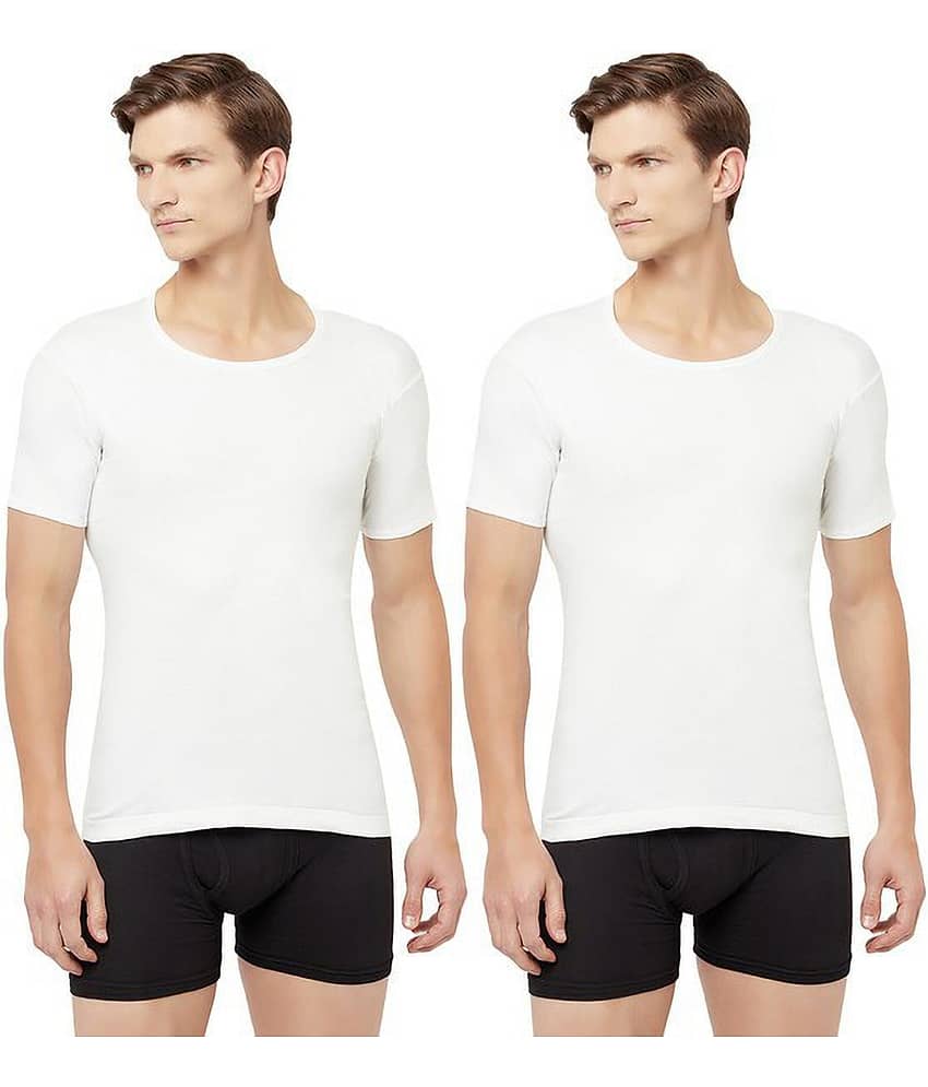 TT Pack of 2 Cotton Basic Vest For Men ( White )