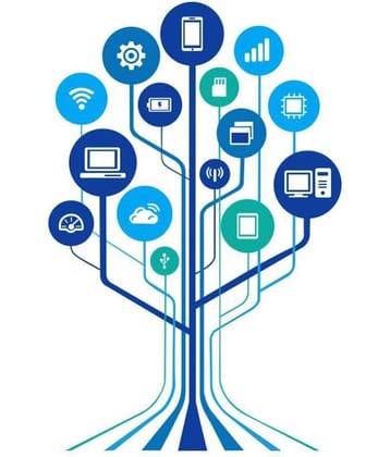 Asmi Collection Technology Tree Wall Sticker for Office Sticker ( 90 x 60 cms )