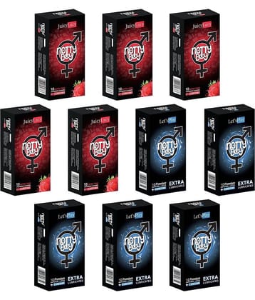 NottyBoy Strawberry Flavour and Extra Lubricated Condoms - 100 Units