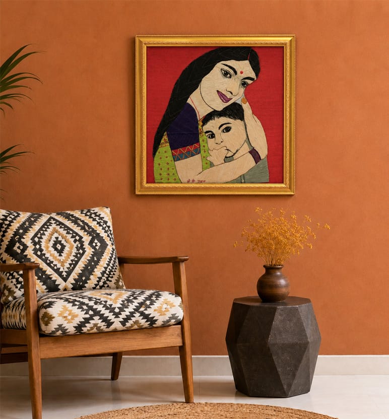 Handcrafted Jute Iranian Pattern Taka Work Frame