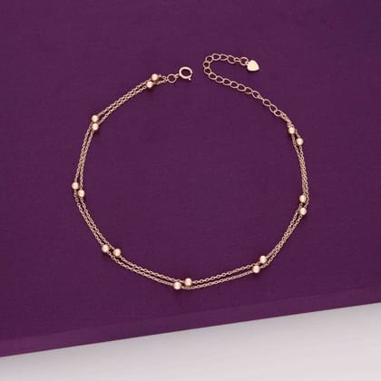 Argent Spheres Layered Silver Anklet-None / Rose Gold