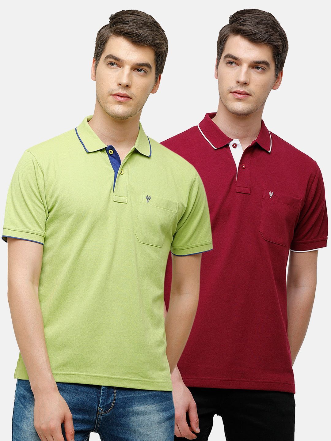 Classic Polo Men's Combo Double Pique Polo Half Sleeve Slim Fit T-Shirt Nova - Pack of 2