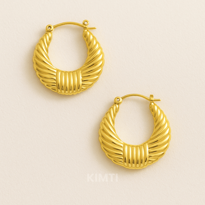 18K Gold Plated Date Hoops Anti Tarnish Earring