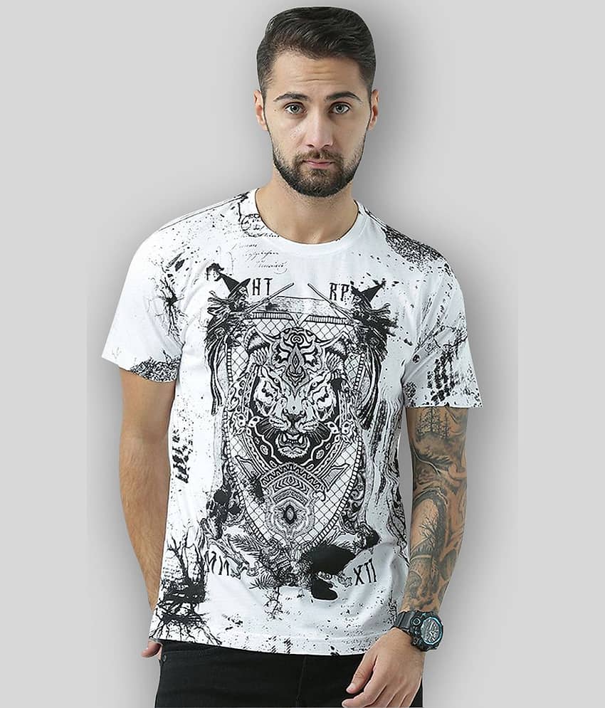 Huetrap Pack of 1 Cotton Regular Fit Men's T-Shirt ( White )